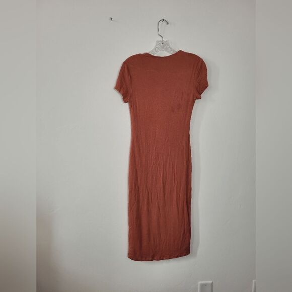 Popular21 T-Shirt Bodycon Dress Orange Copper Soft Stretchy Jersey Knit Medium - Picture 7 of 15